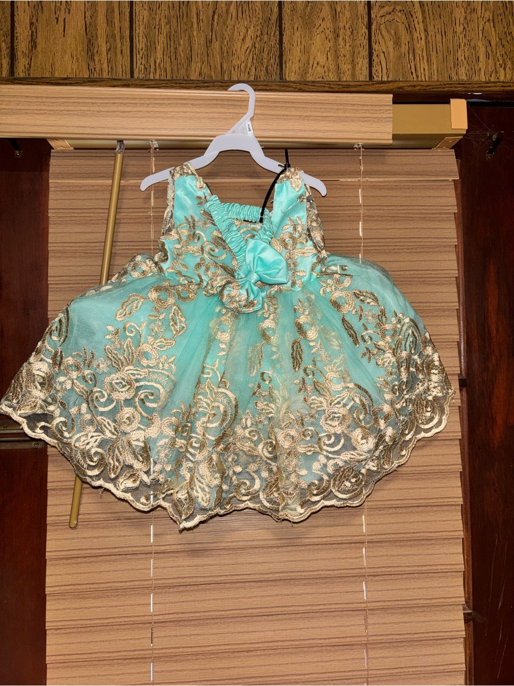 Baby Girls Turquoise & Gold Pageant Dress 3-6M